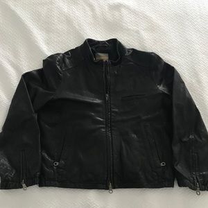 Madewell cropped 3/4 sleeve leather bomber